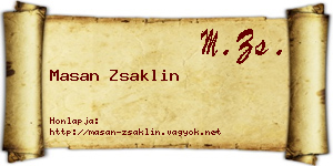 Masan Zsaklin névjegykártya